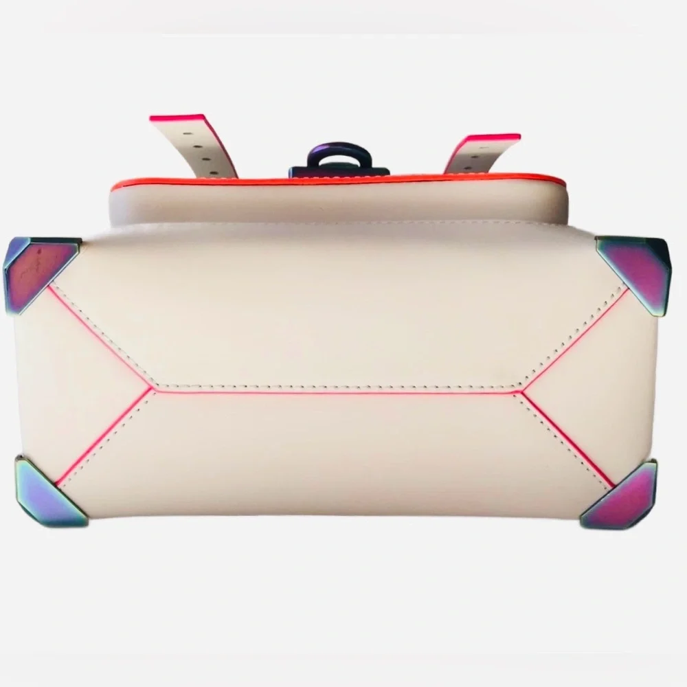 MICHAEL KORS ~ Small White Crossbody Satchel w/Multicolor Accents Monochromatic